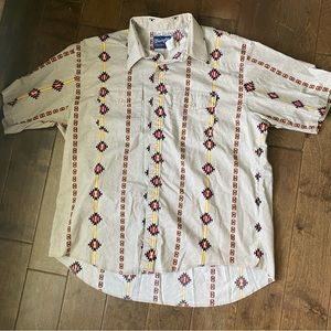 Vintage wrangler southwest Aztec print button down short sleeve shirt size XXL